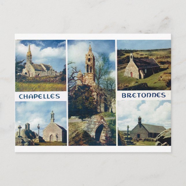 Postal Francia, Bretaña, iglesias y capillas antiguas (Anverso)