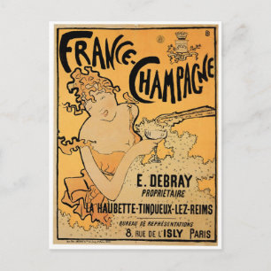 Postal Francia Champagne Vintage Vintage Wine Ad Art