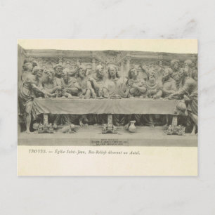 Postal Francia de la época, Troyes, escultura de la últim