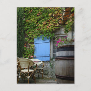 Postal Francia, Les Baux de Provence, patio de café