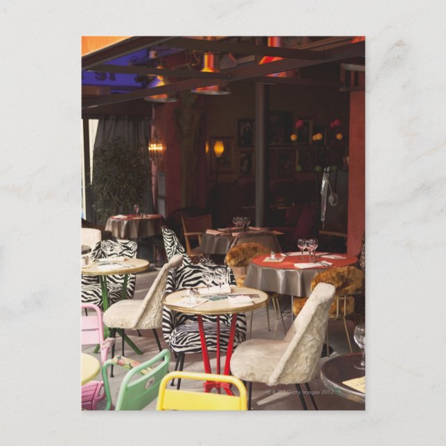 Postal Francia, París, café exterior (Anverso)