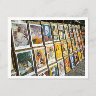 Postal Francia Paris Cityscape Montmartre Area Art