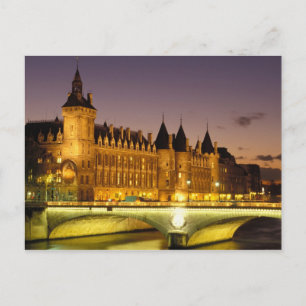 Postal Francia, París, Conciergerie y río Sena en