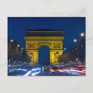 Postal Francia, París. El Arco de Triunfo y el