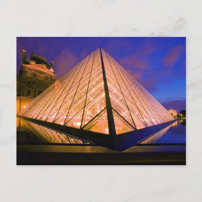Postal Francia, París. El museo del Louvre en el crepúscu (Anverso)