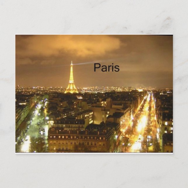 Postal Francia París en la noche Torre Eiffel (por St.K. (Anverso)