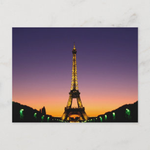 Postal Francia, París, Torre Eiffel al atardecer.