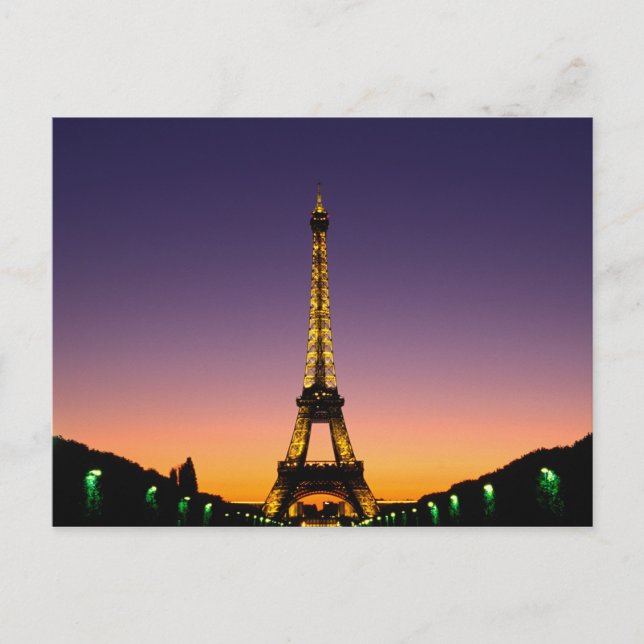 Postal Francia, París, Torre Eiffel al atardecer. (Anverso)