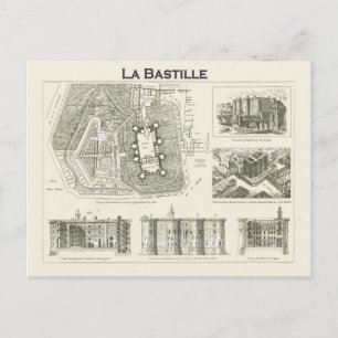 Postal Francia, Plan e imágenes de la Bastilla