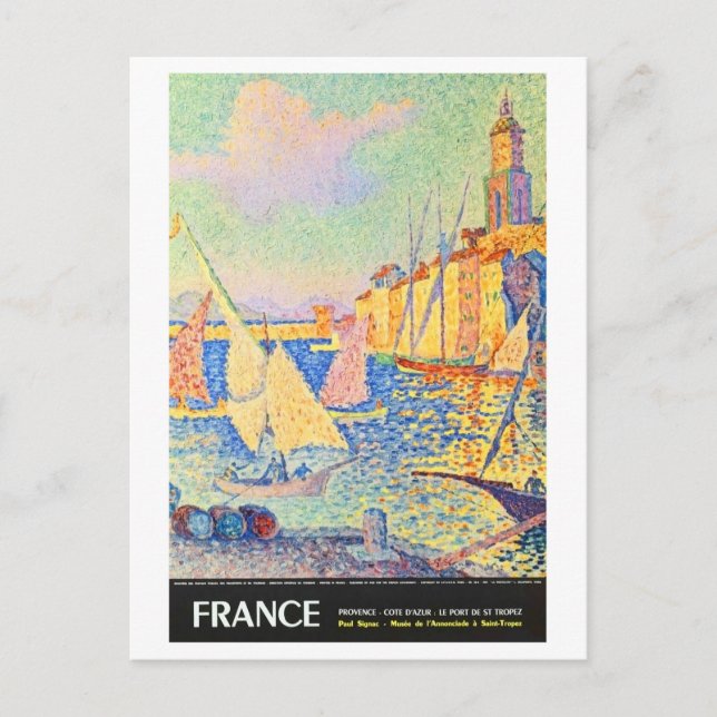 Postal Francia, Provenza, Riviera Francesa, Puerto de St. (Anverso)