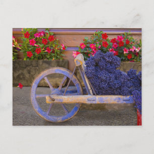 Postal Francia, Provenza, Sault. Antiguo carro de madera 