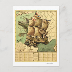 Postal Francia representada como un mapa de navegación pa