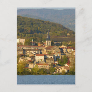 Postal Francia, río Ródano, pueblo cerca de Vienne