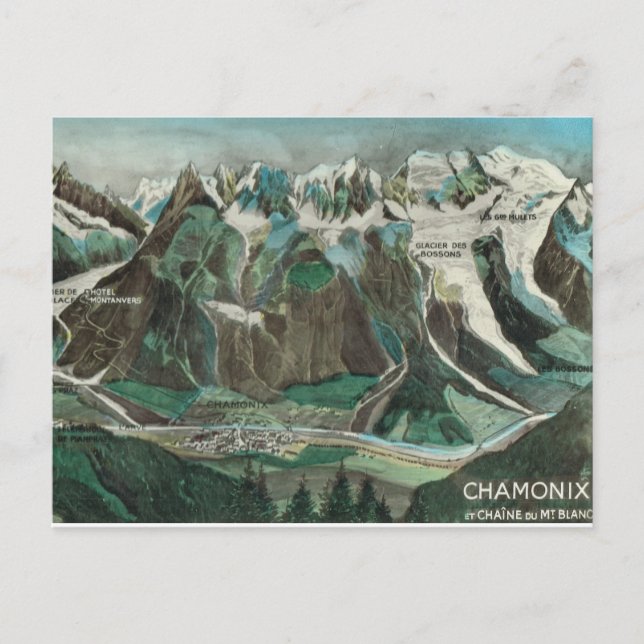 Postal Francia vintage, Chamonix, Mont Blanc (Anverso)