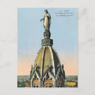 Postal Francia vintage, Lyon, Virgen de Fourviere