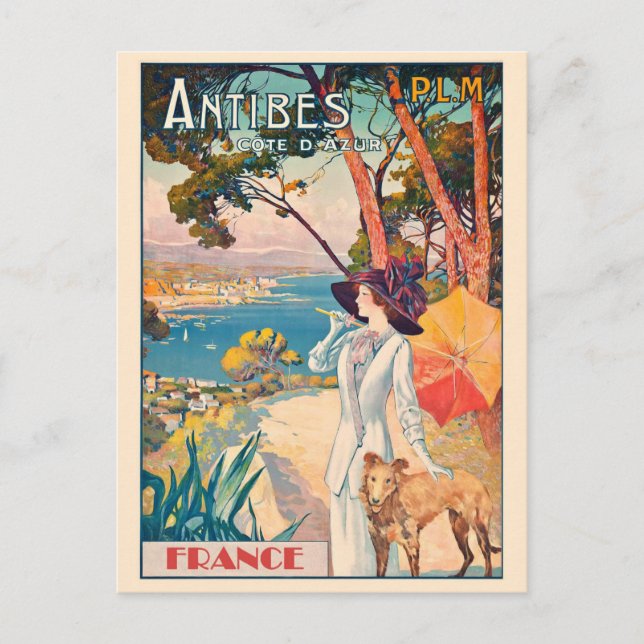 Postal Francia Vintage Riviera Antibes Cote d'Azur (Anverso)