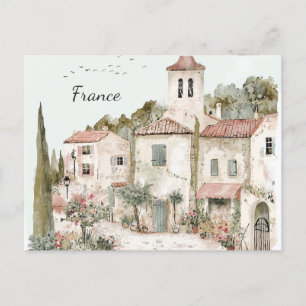 Postal Francia Vintage Watercolor Francés