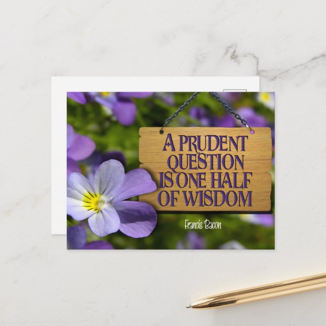 Postal Francis Bacon Cita Inspiradora "Sabiduría" (Anverso/Reverso In Situ)