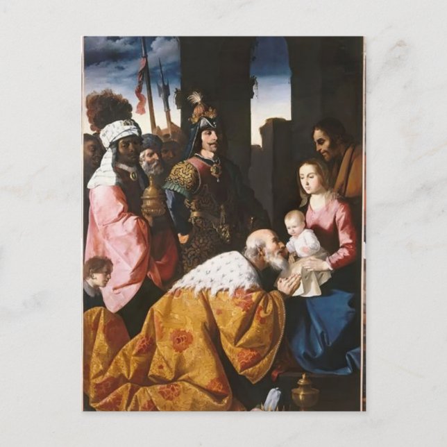 Postal Francisco de Zurbaran- Adoración del Magi (Anverso)