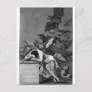 Postal Francisco Goya - El sueño de la razón produce mons