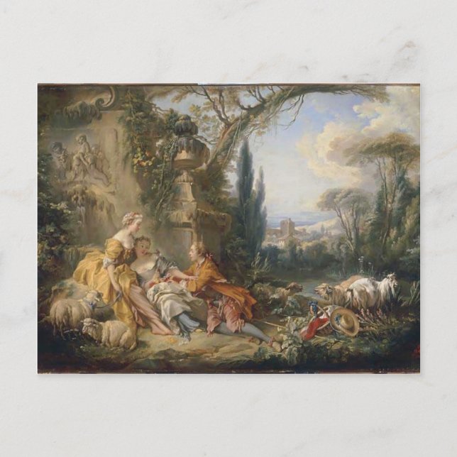 Postal Francois Boucher - Encantos de la vida en el campo (Anverso)