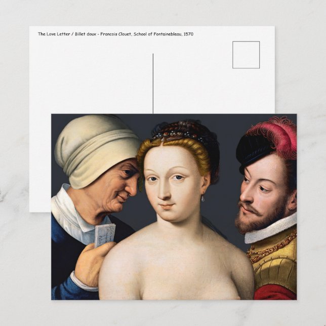 Postal Francois Clouet - La Carta de Amor (Anverso / Reverso)