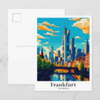 Franfurt Alemania Ilustracion de viajes Art Vintag