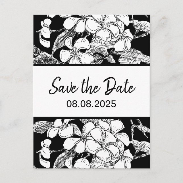 Postal Frangipani Bohemian Botanical Modern Save the Date (Anverso)