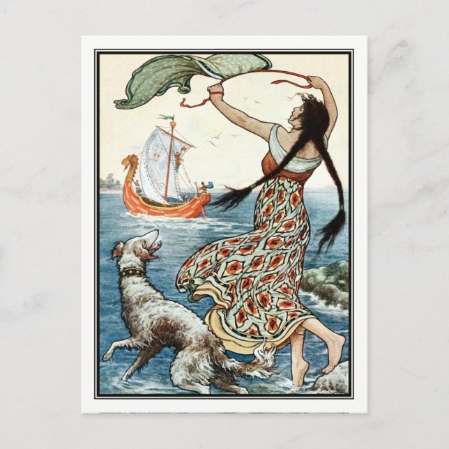 Postal Frank C. Papé Pape - Chica de época con hebilla (Anverso)