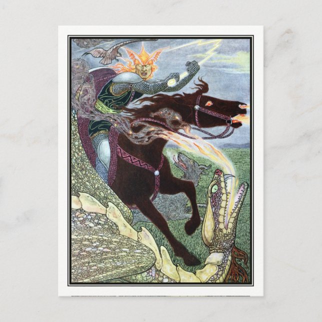 Postal Frank C. Papé Pape - Falcon the Hunter (Anverso)