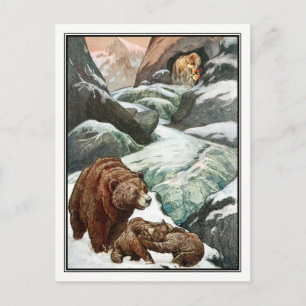 Postal Frank C. Papé Pape - Osos de época en las montañas