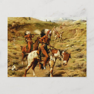 Postal Frank Tenney Johnson Arte Occidental "La Fiesta de