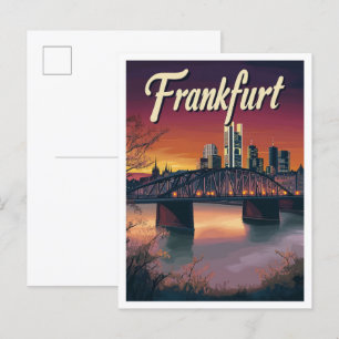 Postal Frankfurt Alemania Ilustracion de Viajes de Arte V