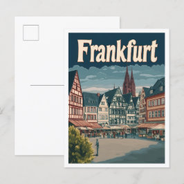 Postal Frankfurt Alemania Ilustracion de Viajes de Arte V