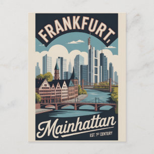 Postal Frankfurt Alemania Paisaje Urbano Retro de Viaje