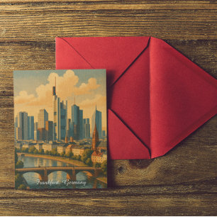 Postal Frankfurt Alemania Skyline Vintage Travel