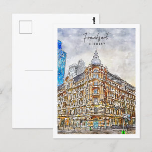 Postal Frankfurt Alemania Travel Place Watercolor