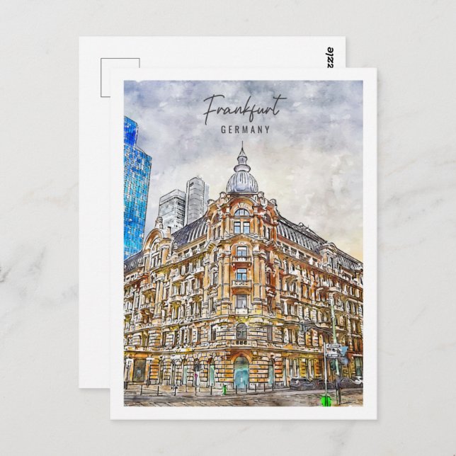Postal Frankfurt Alemania Travel Place Watercolor (Anverso / Reverso)
