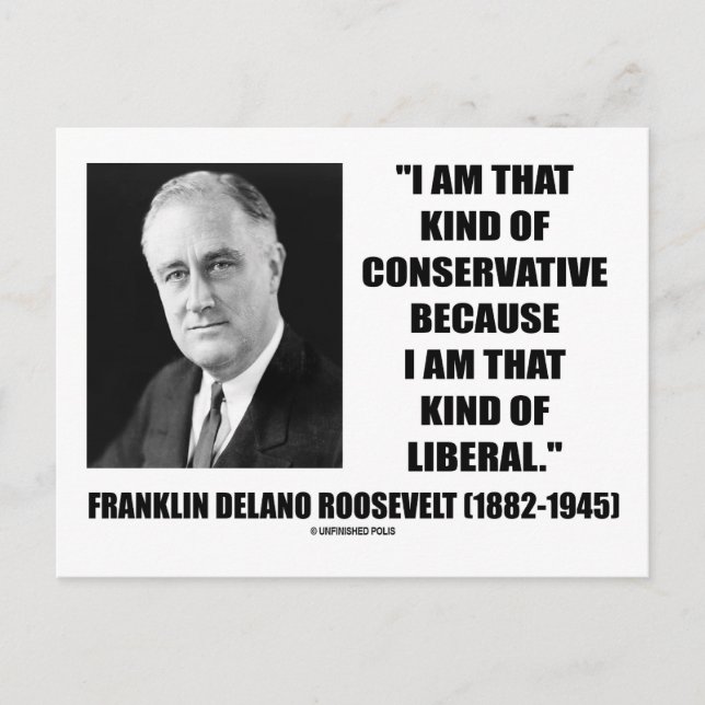 Postal Franklin Delano Roosevelt Conservador Liberal (Anverso)