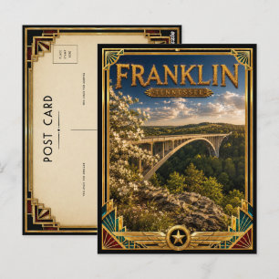 Postal Franklin Tennessee Arte Deco Vintage Edad Dorada