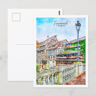 Postal Frankreich France Travel Place Watercolor