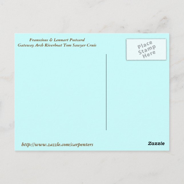 Postal Franscious y Lennart en el barco del río Tom Sowye (Reverso)