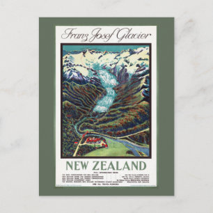Postal Franz Josef Glacier Vintage Poster