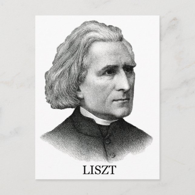 Postal Franz Liszt, negro (Anverso)