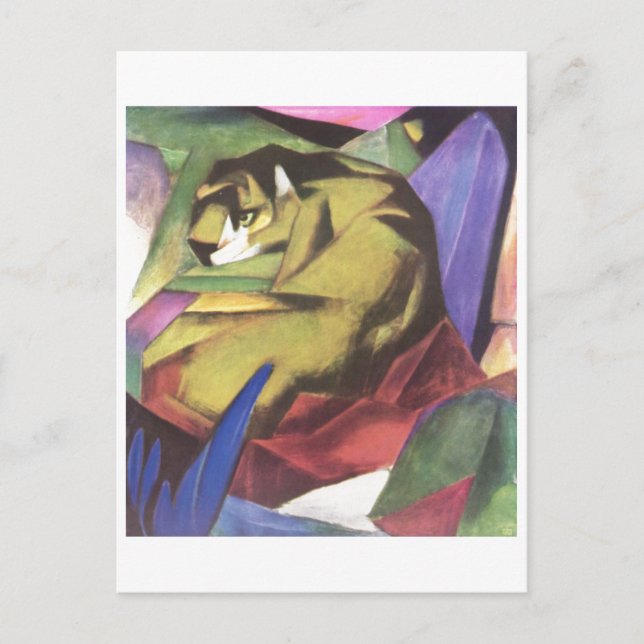 Postal Franz Marc - Amarillo de lienzo de jungla de gato  (Anverso)