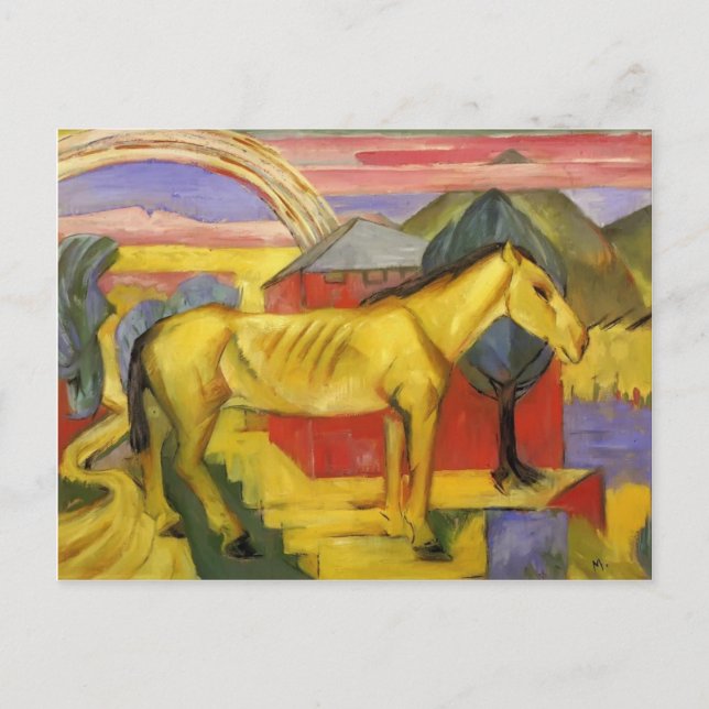 Postal Franz Marc - Caballo Amarillo largo (Anverso)