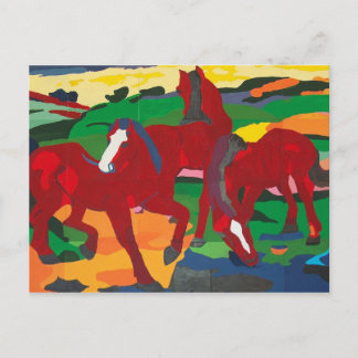 Postal Franz Marc - caballos rojos