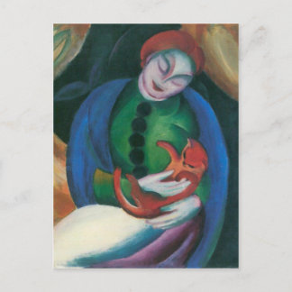 Postal Franz Marc - Chica con un gato II