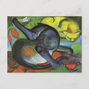 Postal Franz Marc - Dos gatos, azul y amarillo