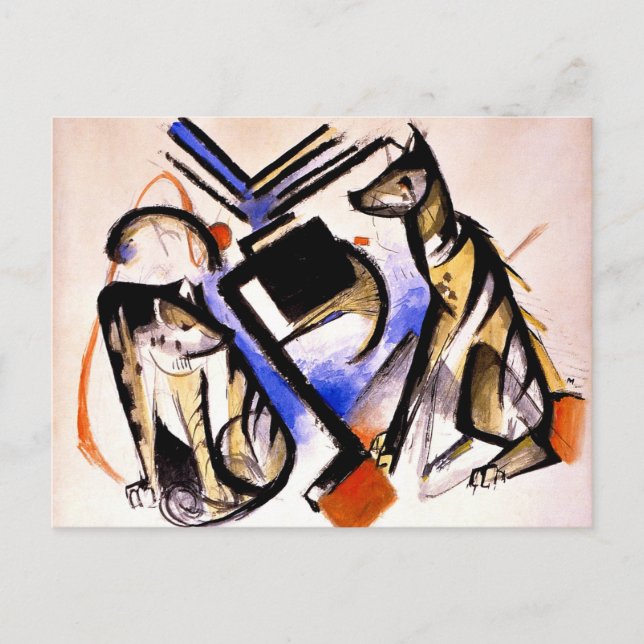 Postal Franz Marc - Dos lobos (Anverso)